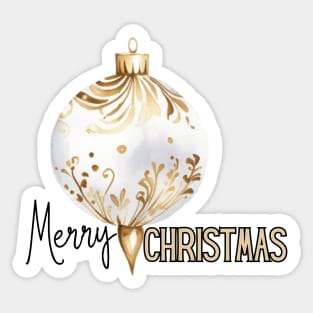 Gold and Ivory Christmas Ornament with Merry Christmas Sticker